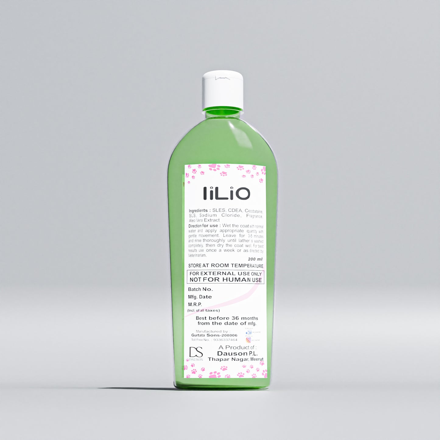 iiLio Aloe-vera Dog shampoo soothing rashes and itching. - 200ml