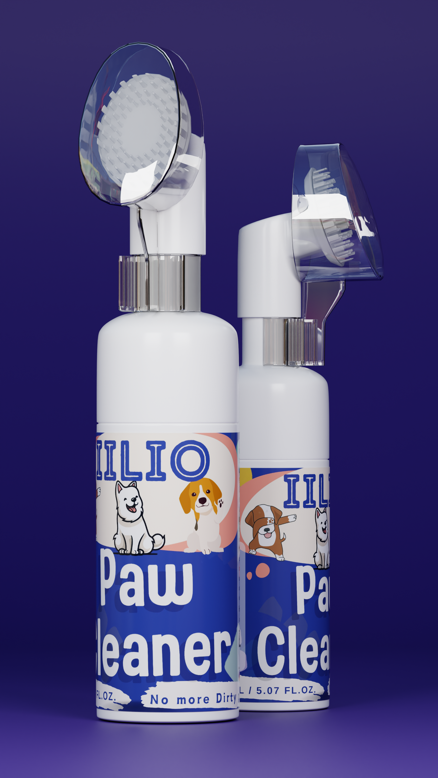 iiLio Paw Cleaner 150ml with soft bristle brush for dogs and cats.