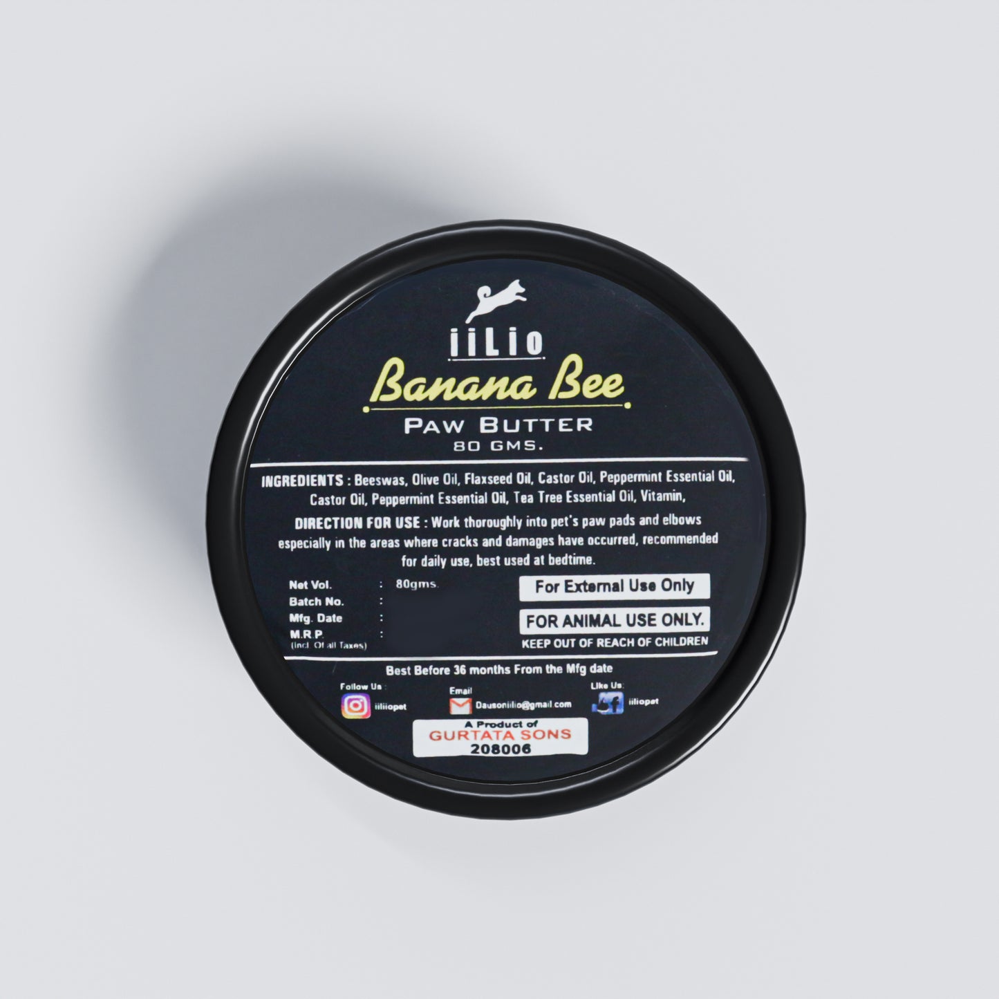 iiLio Paw Butter / cream for moisturizing dog paws- 80 gms.