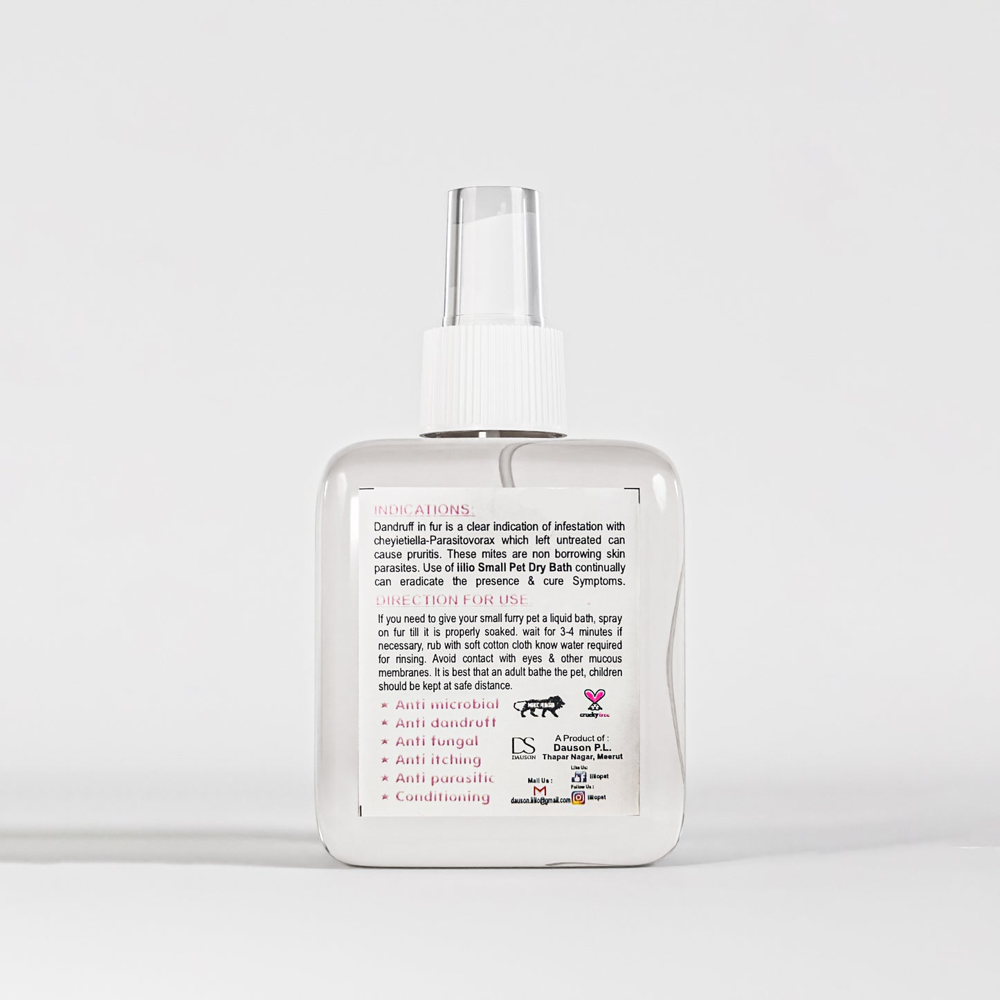 iiLio Small DRYBATH 200ml shampoo for rabbits , guinea pigs , hamsters , chinchilla & mouse. - iiLio Pet Products